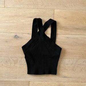 Zara Black Ribbed Crop Tank Top